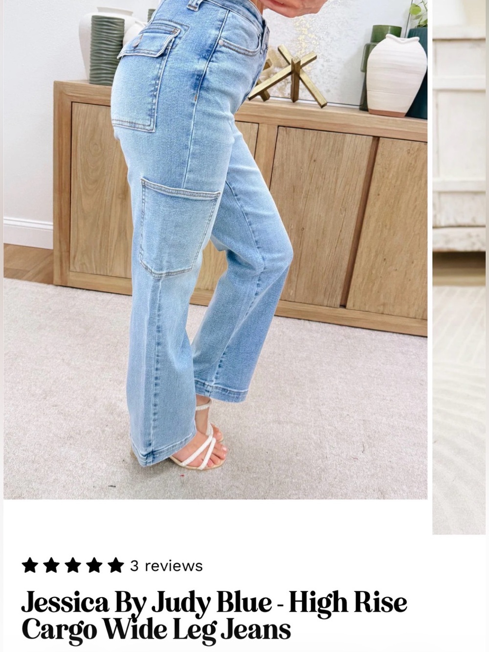 Judy Blue Light Blue High-Rise Cargo Wide Leg Jeans